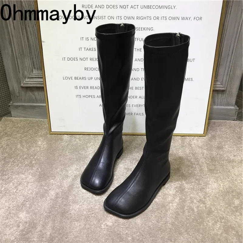 Street Fashion Korean - Street Style Stretch Women Knee High