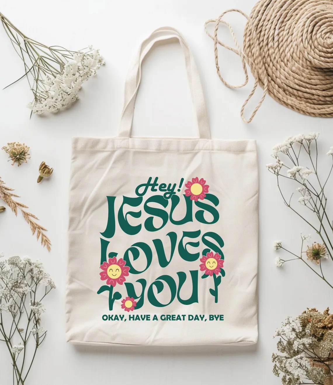 Jesus Loves You Inspirational  - Tote Bag Canvas Print 评论和价格