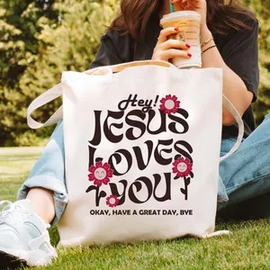 Jesus Loves You Inspirational  - Tote Bag Canvas Print 评论和价格