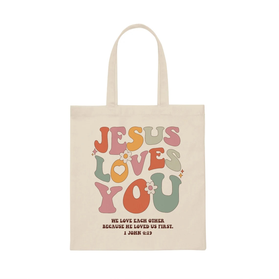 Jesus Loves You Inspirational  - Tote Bag Canvas Print 评论和价格