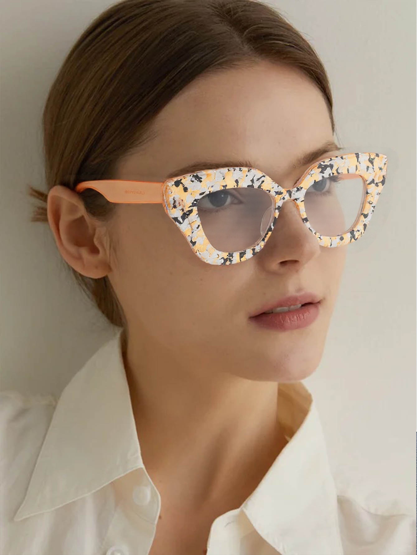 Large Frame Cat-Eye Floral Gla - Street Fashion Photography 评论和价格