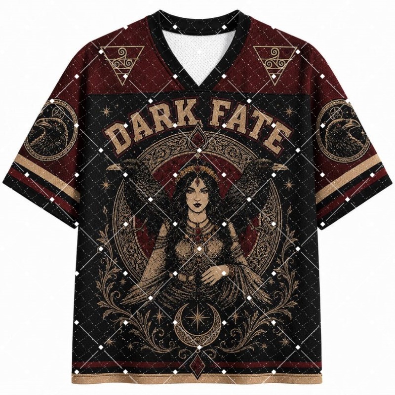 Dark Fate Witch Raven Print V‑ - Street Fashion Baggy 评论和价格