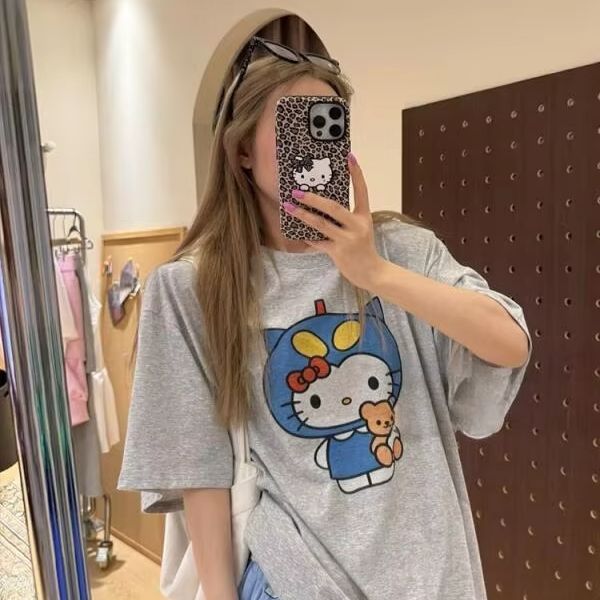 Short Sleeved Hello Kitty Prin - Street Summer Fashion 评论和价格
