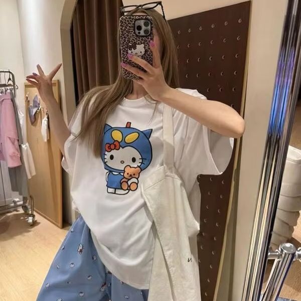 Short Sleeved Hello Kitty Prin - Street Summer Fashion 评论和价格