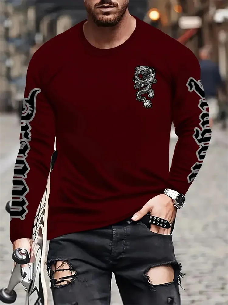 Simple Longteng Print Autumn F - Street Fashion Men 评论和价格