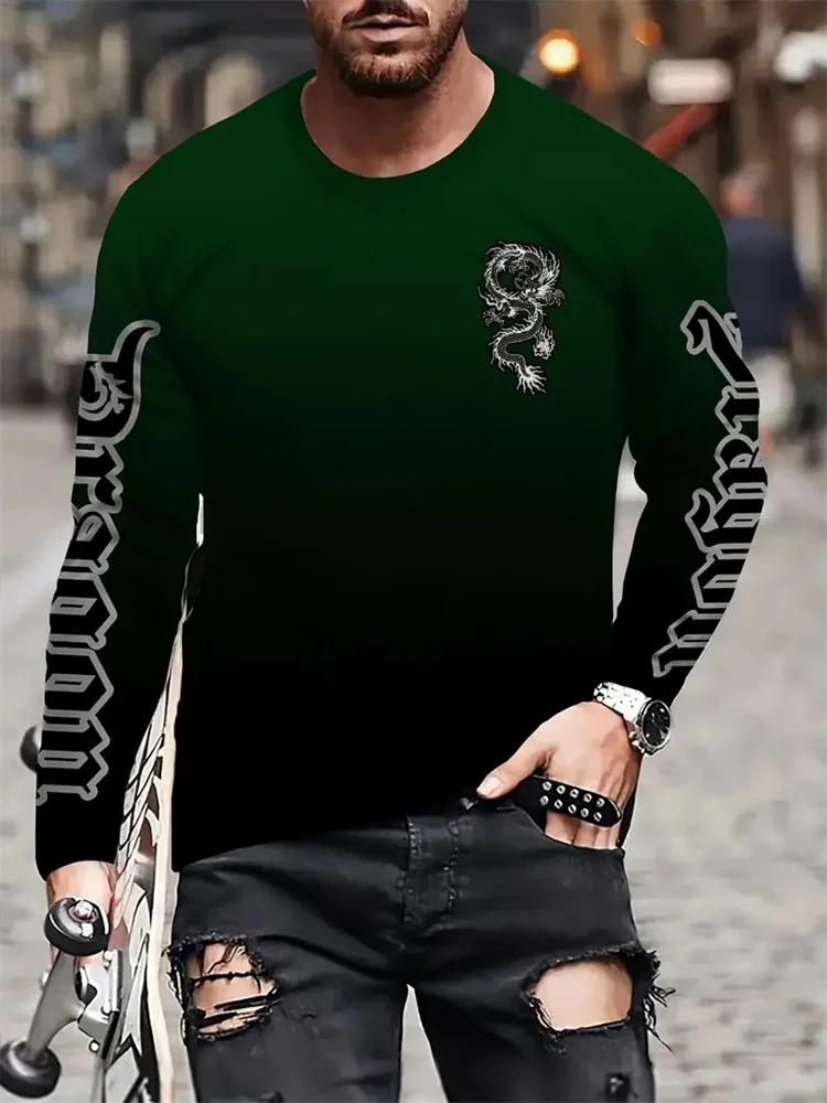 Simple Longteng Print Autumn F - Street Fashion Men 评论和价格