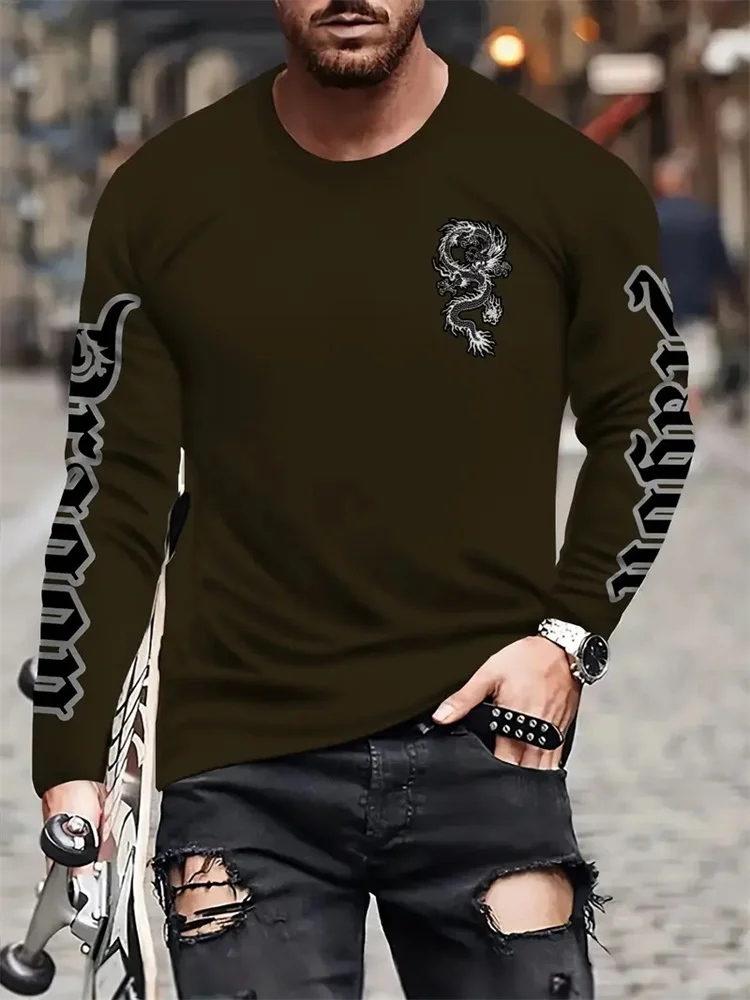 Simple Longteng Print Autumn F - Street Fashion Men 评论和价格
