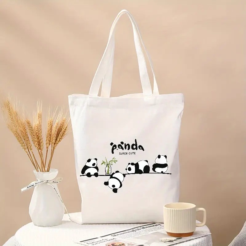 Cute Panda Print Canvas Tote B - Tote Bag Canvas Print 评论和价格
