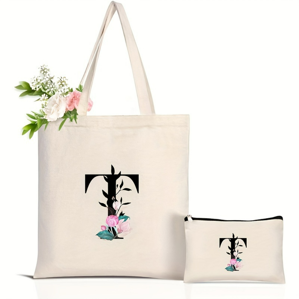 Elegant Floral Alphabet Tote B - Tote Bag Canvas Print 评论和价格