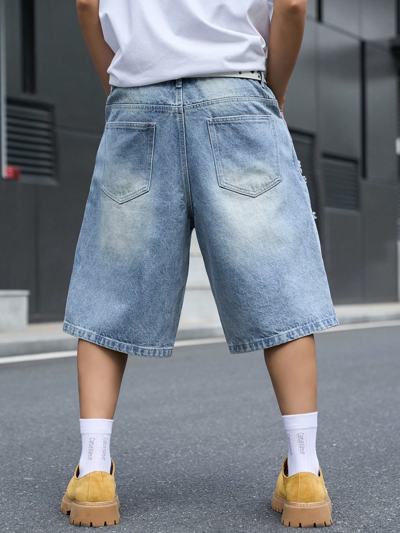 Men's Loose Fit Denim Bermuda  - Street Fashion Baggy 评论和价格